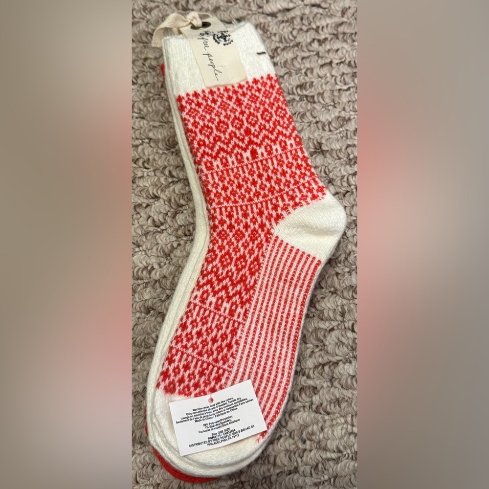NWT Free People Nordic Knit Sock Bundle - red combo - One Size / ALL - Picture 11 of 12